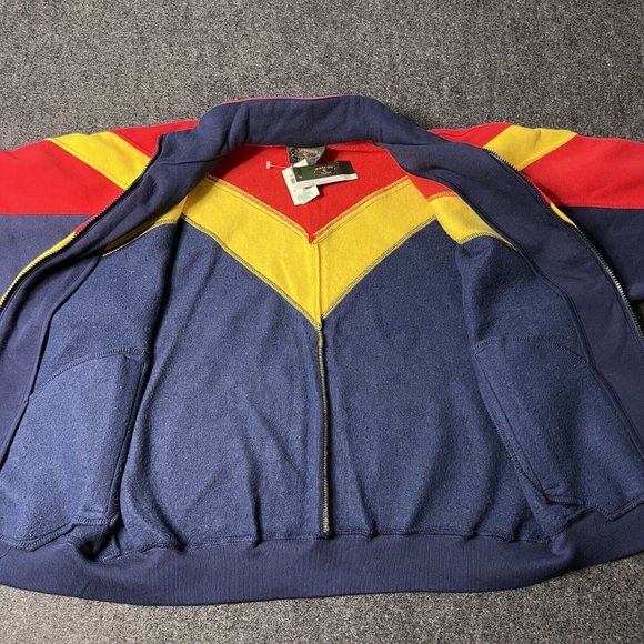 VTG 90s Charter Club Colorblock Zip Sweatshirt Jacket Mens Sm Blue Red Yellow - Picture 9 of 9